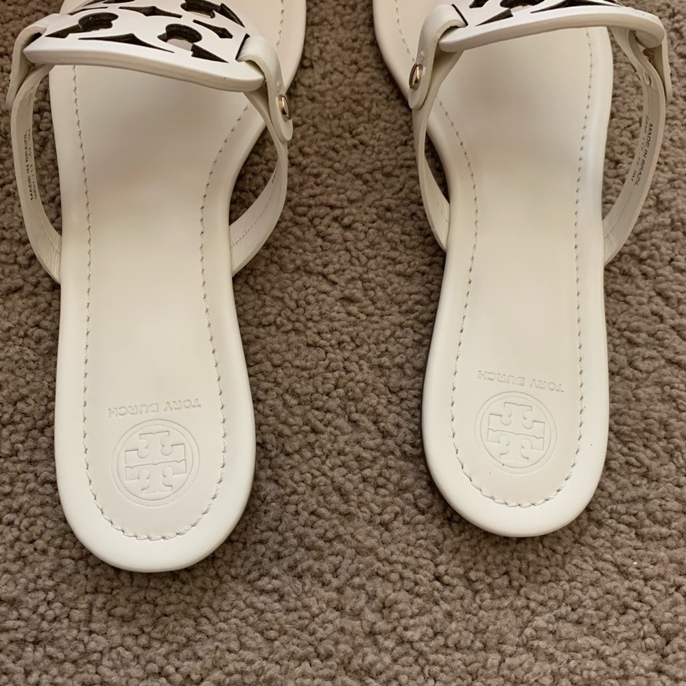 NEW 9 Tory Burch Leather Miller Sandals Bleach - Picture 8 of 12